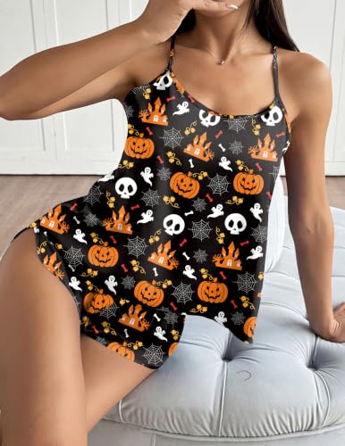 Image of Ekouaer Silk Pajamas Set for Women Satin Backless Lingerie Pjs Cami Top and Shorts Nightwear
