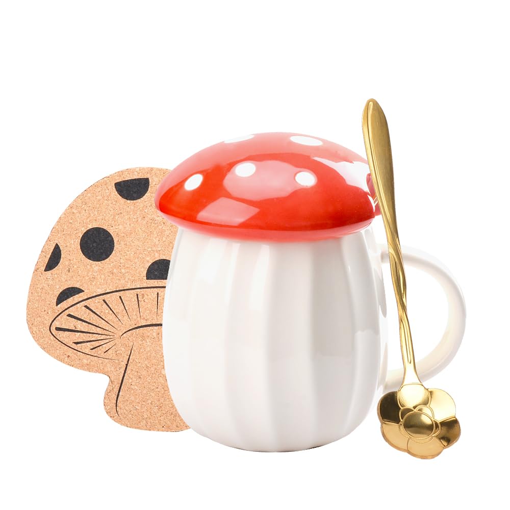 FnnEmg Tazza Di Coppia 350ml coppia tazza in ceramica con coperchio e cucchiaio semplice cartoon doraemon tazza tazza caffè colazione colazione regalo