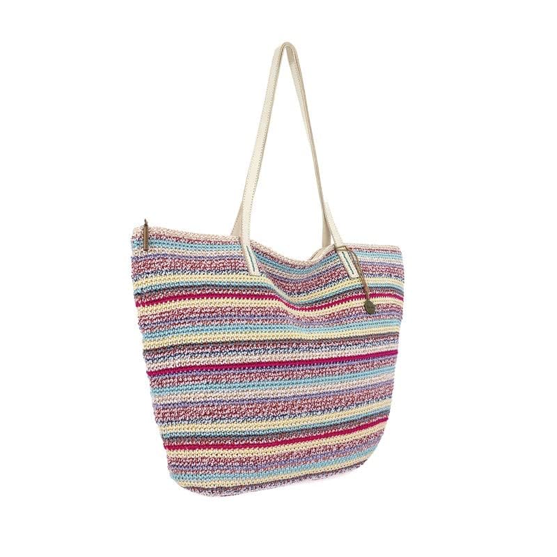 Image of The Sak Faye Tote Bag - Hand Crochet Women's Purse For Everyday & Travel - Handbag With Zipper Pocket & Shoulder Straps