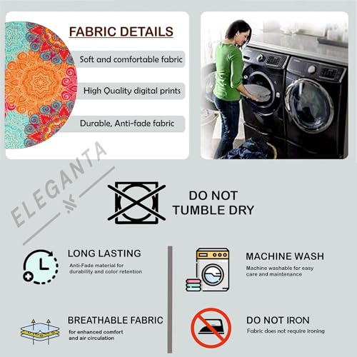 Image of Eleganta Stretch Boss Office Chair Cover Printed Computer Chair Covers with Armrest Cover Universal Removable Spandex Rotating Chair Slipcovers Soft Desk Chair Seat Protector Multi Mandala (Pack Of 8)