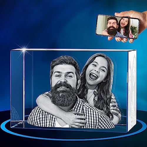 ArtPix 3D Crystal Photo in 3D Personalized Gifts For Father Day With Your Own Photo for Mom Him Her Dad 3D Laser Etched Picture Engraved Crystal Customized Memorial Anniversary Couples Gifts