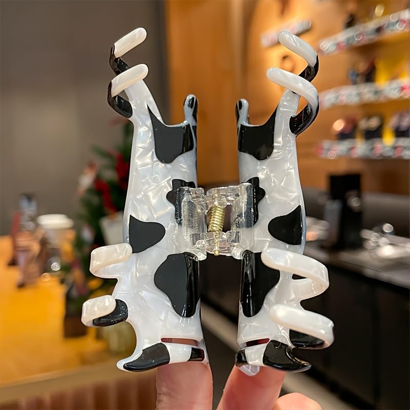 Fall Hair Clips for Women Cute Milk Cow Clip for Hair Cute With Rhinestone Designs Black White Animals Hair Claws Cute Clamp Clips for Women Large Hair Claw Clip Hair Clip for Thin Hair 1PCS - Image 3