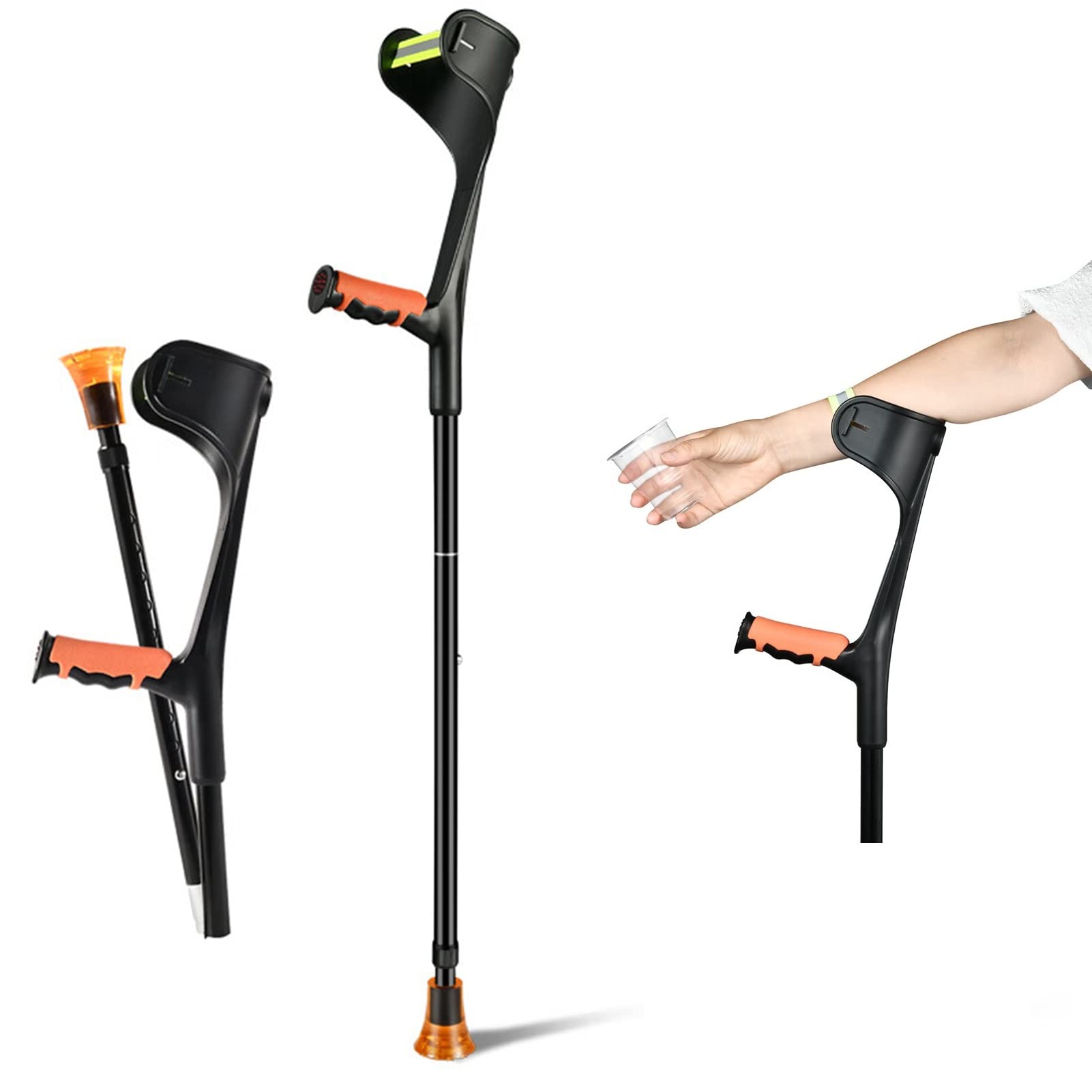 Muletas para Adultos, Muletas Ajustables para Hombre/Mujer, Muletas Plegables de Aluminio para Caminar con Puños, Aptas para Ancianos, Cojos (Size : 1 Count)