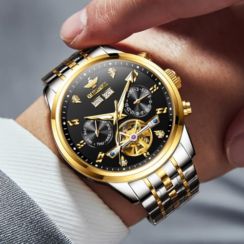 OUPINKE Men Skeleton Watch Automatic Mechanical Luxury Dress Waterproof Tourbillion Sapphire Crystal Wrist Watches for Men2