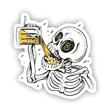 VulgrCo Skeleton Drinking Beer Glass Wasted Funny Sticker Vinyl Waterproof UV Resistant Decal for Phones Laptops Water Bottles Tumblers Boats Cars Trucks Windows Kayak 3' inch Bumper Stickers