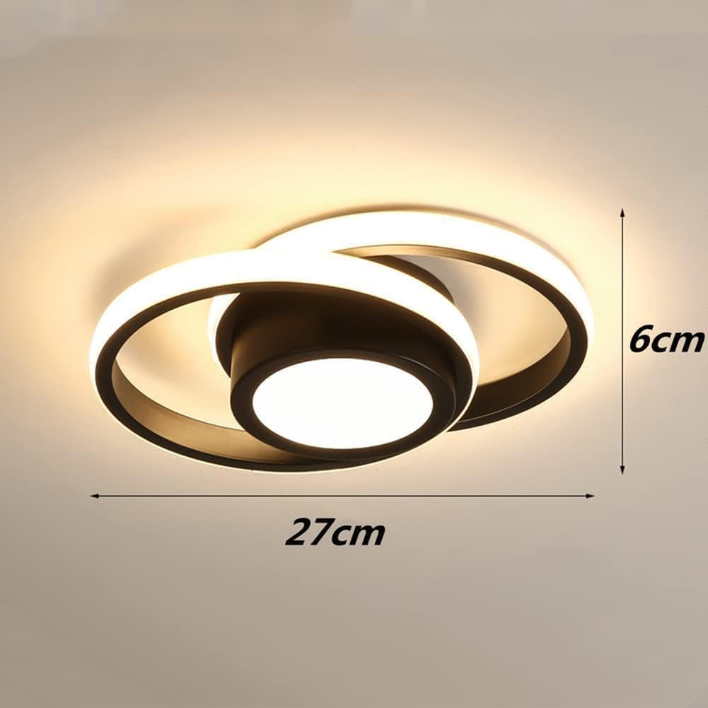 EaEa Plafón LED Techo Pasillo con Sensor de Movimiento,32W Anillos de Diseño Lámpara Sensor Radar Moderna Lámpara de Techo Interior con Detector de Movimiento para Escaleras Salón Cocina,Black 6000k