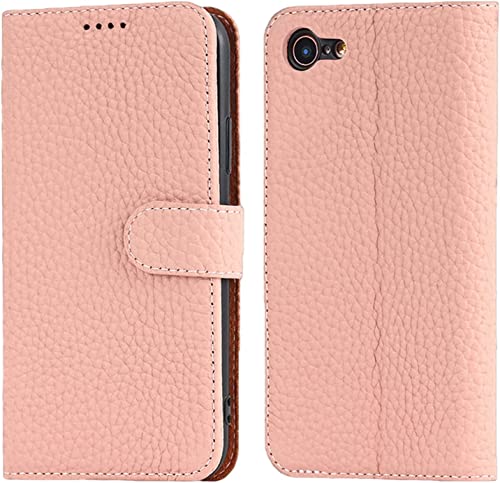 Étui pour iPhone SE en cuir véritable rose avec fentes cartes