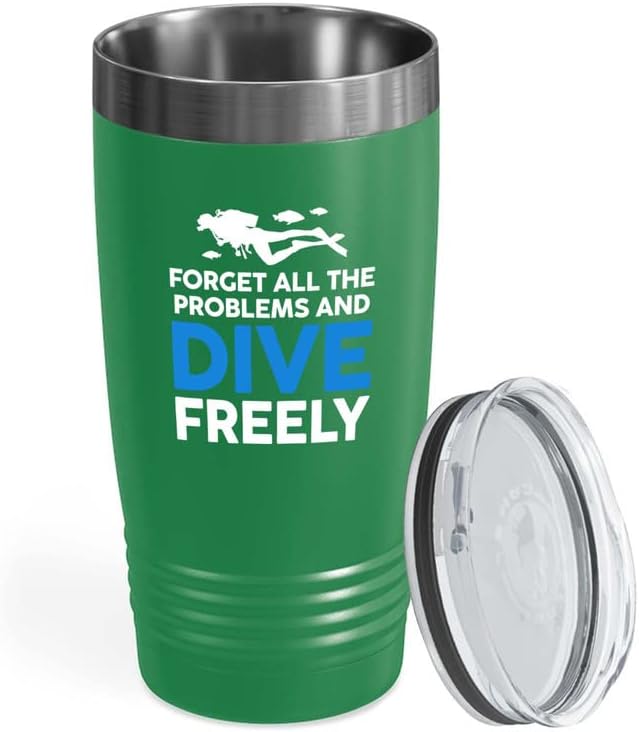 Vaso vikingo verde de buceo de 20 onzas  Olvídate de todos los problemas  buceador nadador piscina superficie lago oxígeno coral linterna traje de