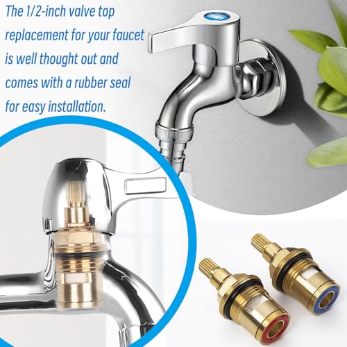 2 Stück Wasserhahn Ventil,Ventiloberteil 1/2 Zoll,Wasserhahn Kartusche,1/2 Zoll Messing Wasserventil Keramik Oberteil Ersatzteile,Ventil Wasserhahn Für Bad Küche (1 Paar Heiß & Kalt)