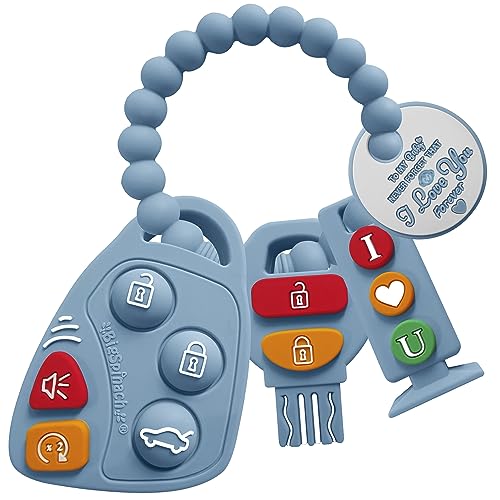 Image of BIGSPINACH Baby Teething Keys Toys 6 to 12 Months,Gothic Car Keys Baby Teether Combo Set,Car Key Remote Toy Controller for Toddler (Key, Blue)
