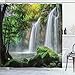 Produktbild ABAKUHAUS Grün Duschvorhang, Wasserfall Natur Exotisch, mit 12 Ringe Set Wasserdicht Stielvoll Modern Farbfest und Schimmel Resistent, 175x220 cm, Weiß Grün