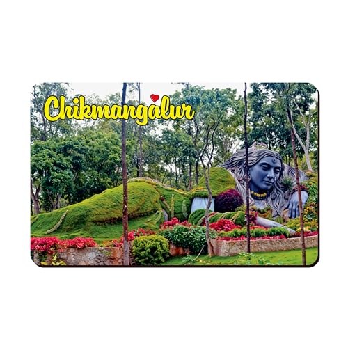 Image of Elegant Fridge Magnet with Themes |Rectangular Size Refrigerator Magnet with Magnetic Rubber Back | Pack of 1, 8.6cm X 5.4cm (Chikmangalur - Design 1)