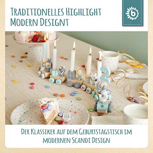 Bieco Holz Geburtstagszug Scandi Look 0-99 Jahre | Holz Zahlenzug 31 TLG., Länge ca. 48 cm | Kerzen Geburtstagszug… – Bild 5