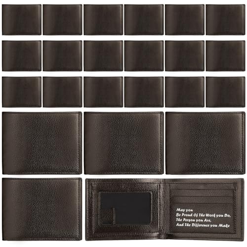24 Pcs Leather Wallet Bulk Thank You Gifts for Employees Christmas Gift for Coworkers Men Father's Day(Brown,May You Be Proud of)