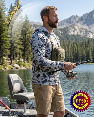 Image of FISHEAL Men's Camo Fishing Hoodie, UPF 50+ Long Sleeve Sun Protection Shirt