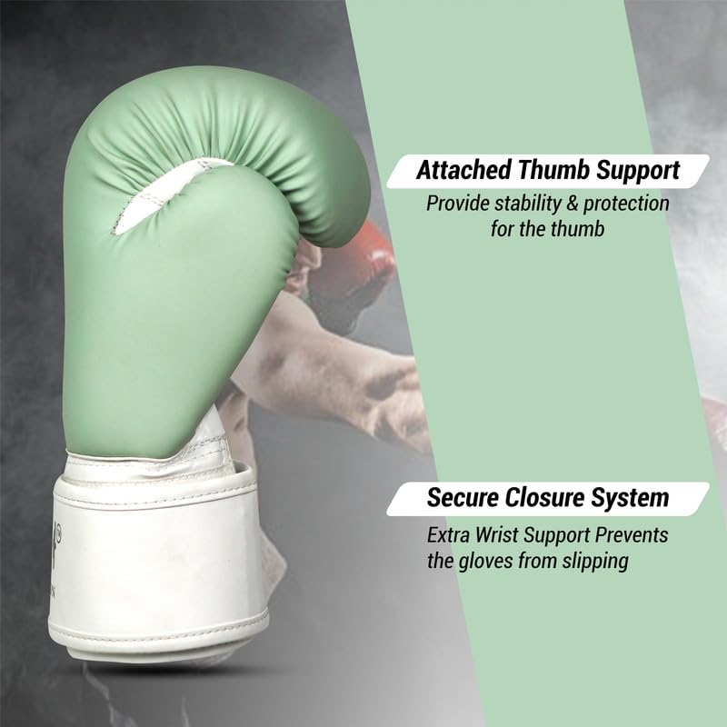 Image of Boxing Gloves - Faux Leather Training Gloves with Hook and Loop Velcro Closure for Long-Lasting Strength and Durability