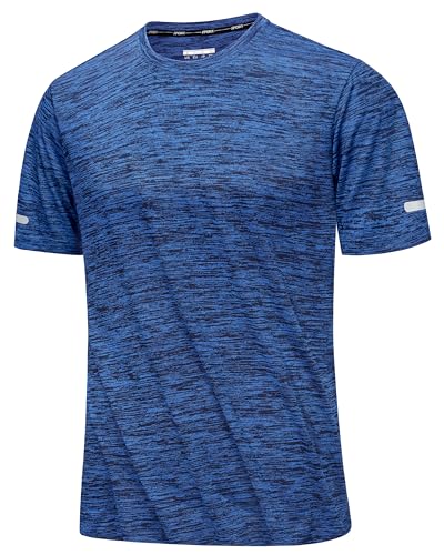 MAGCOMSEN Herren Laufshirts Schnelltrocknend Fitnessshirts Rundhals Sport T-Shirts Leicht Kurzarm Männer Outdoor Wandershirts Atmungsaktiv Sommershirts Casual Basic Tshirt Königsblau XL