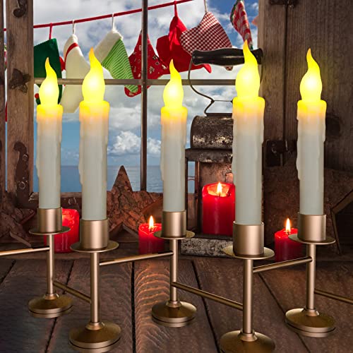 PChero Candele galleggianti con telecomando, 12 candele a LED a batteria con corda, candele elettriche, per Halloween, feste, decorazione da soffitto, colore giallo caldo