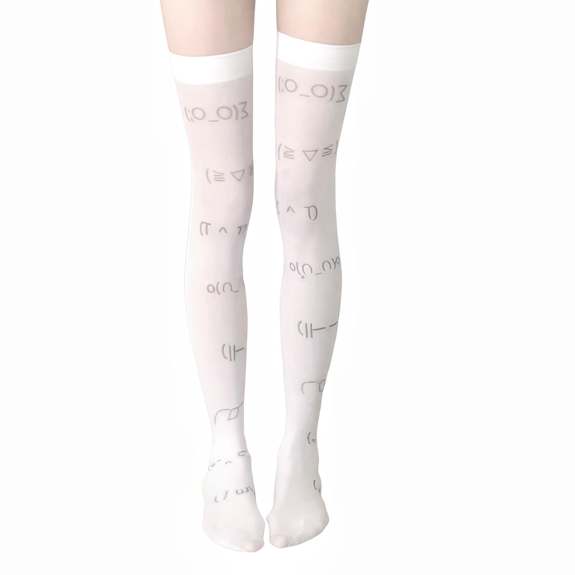 lolita y2k thighs high stockings for girls, kawaii cute sheer patterned thin long knee trouser sexy patterned white socks for women, cutecore cosplay femboy gyaru clothes