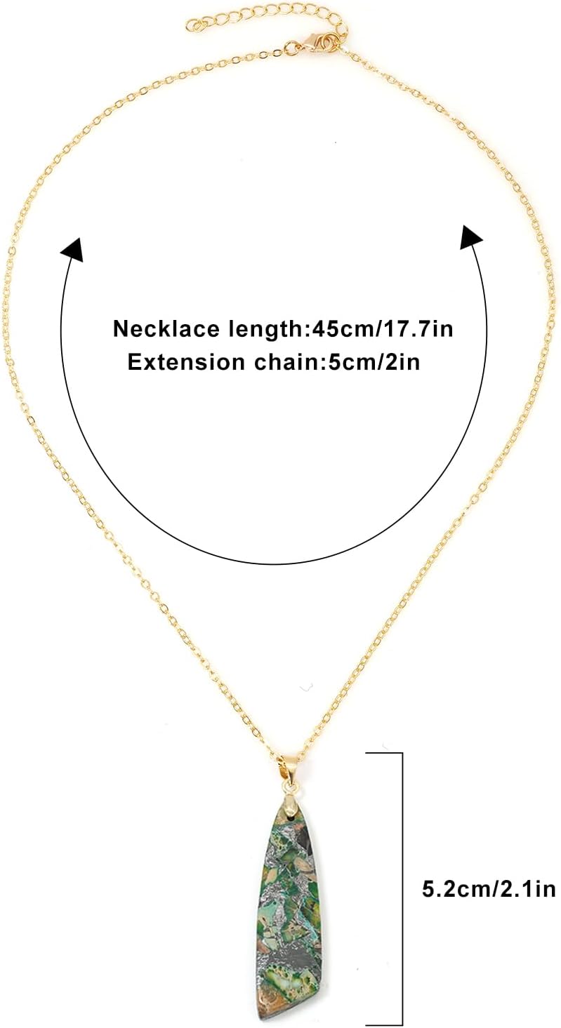 Nature Stone Necklaces for Women Boho Pendant Necklace 18K Gold Chain Necklaces - Image 6