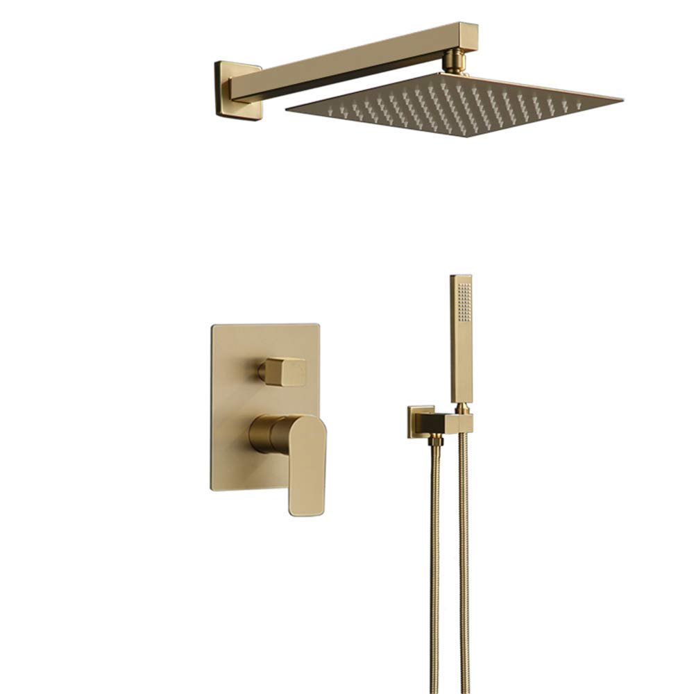 Mitigeur de douche mural ou au plafond or brossé avec robinet