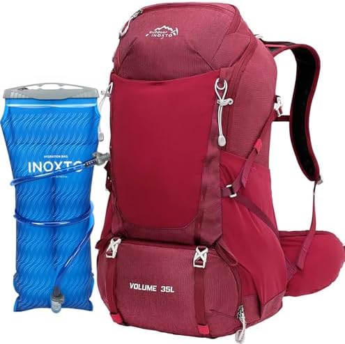 35L Hiking Backpack with 3Lwater bladder, INOXTO Camping Backpack with Waterproof Rain Cover for Men, Outdoor Sport Travel Daypack for Climbing image 5