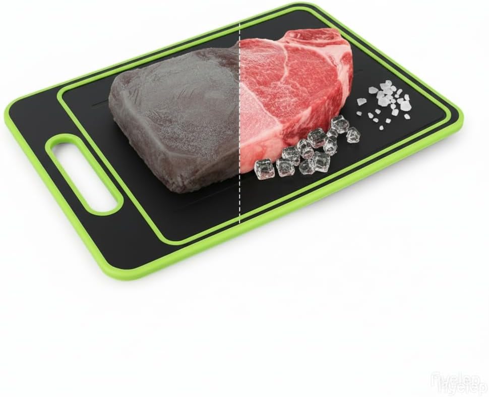 Quick Defrosting Tray for Frozen Meat - Rapid Thaw Aluminum Plate | 2-in-1 Design Doubles as a Cutting Board, Ideal for Thawing Meat before Dinner Prep, for BBQ Parties, and for Daily Cooking