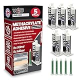 Wired4Signs Methyl Methacrylate Adhesive | Metal Glue Heavy Duty, 100% Clear Cure, Use as Metal Repair Adhesive Boat Repair Glue, MMA Adhesive-M155 (5X 50ml)