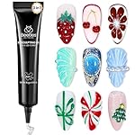 Beetles 3D Gel Nail Art, 1Pcs 15ml Sculpting Gel 3 in 1 Clear No Wipe Nail Polish Rhinestone Art Glue for Nail Gems Diamond Jewelry U V LED Lamp Needed DIY Home Salon Christmas Nails Gifts for Women