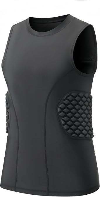 Padded Sleeveless Compression Shirt, Rib & Lower Back Protector