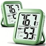 Antonki 2 Pack Room Thermometer for Home, Hygrometer Indoor Humidity Meter Gauge, Digital Temperature and Humidity Monitor Sensor for House, Terrarium, Incubator, Greenhouse - Battery Included