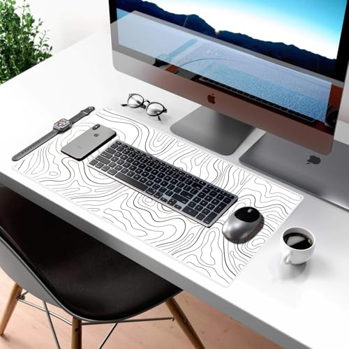 Image of Saco XXL Gaming Mouse Pad for PC - Large Desk Mat 900x400x3mm, Extended Non-Slip Rubber Base, Waterproof Surface, Topographics Design, Big Keyboard Mouse Pad for Office & Home Setup