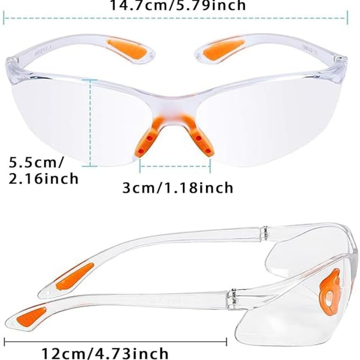 Gafas De Seguridad Transparentes - Pack 6 Unidades, Lentes Acrílico, Protección UV - Para Trabajo, Bricolaje, Deporte - Unisex