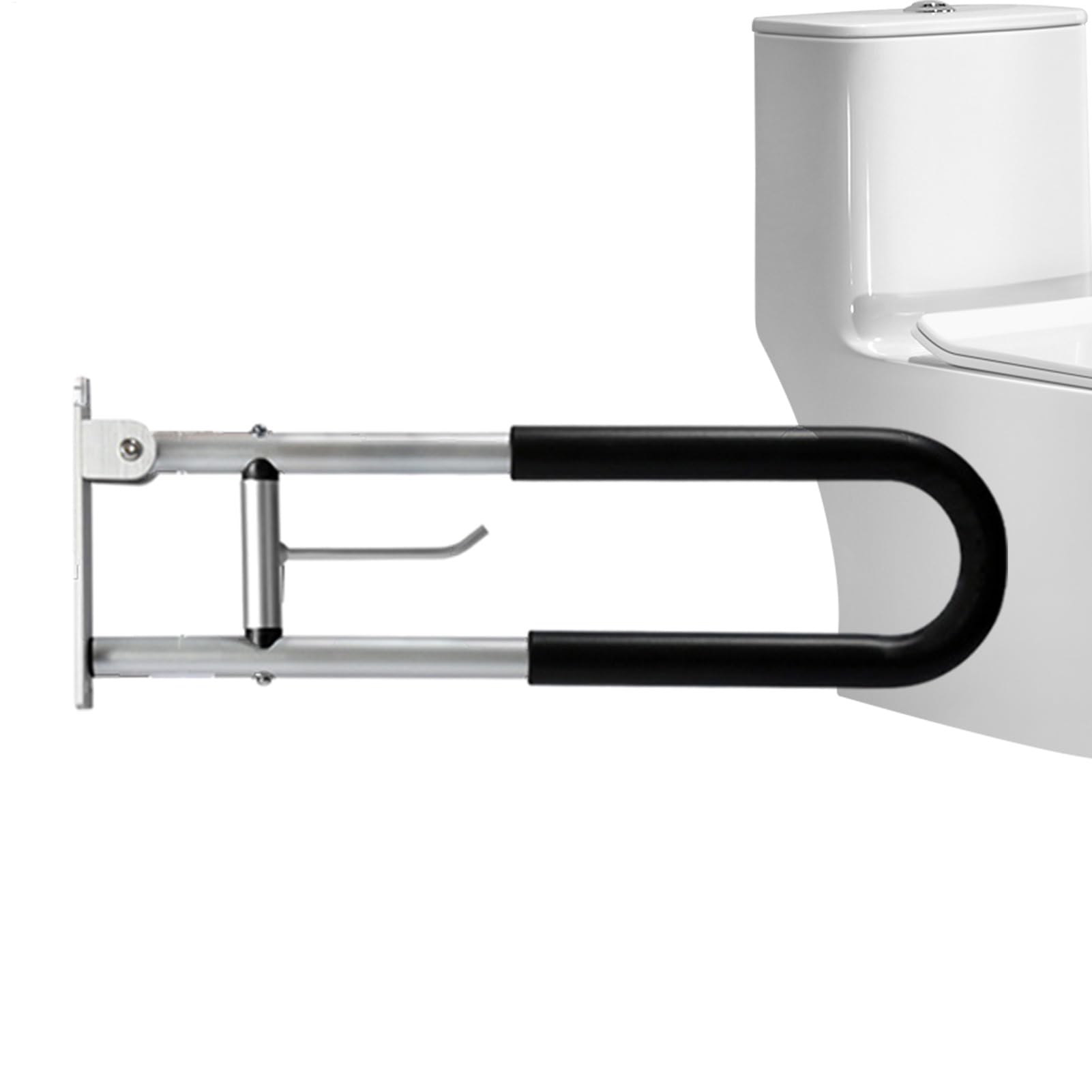 Barras de seguridad para baño, asideros para discapacitados - Pasamanos de | aleación de aluminio resistentes para inodoro | Riel de soporte plegable impermeable en forma de U para