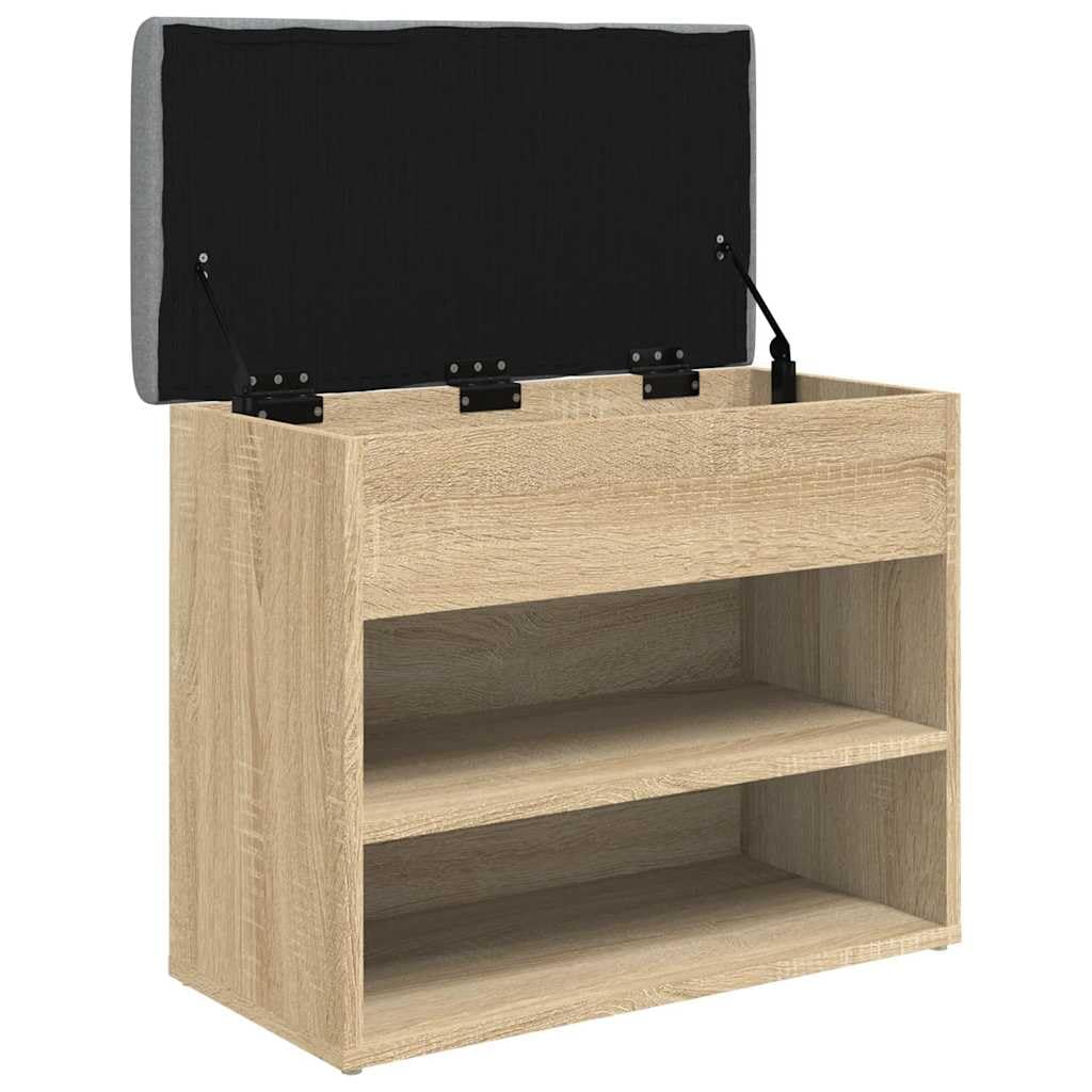 vidaXL Banco Zapatero, Asiento con Almacenaje, Mueble para Zapatos Juguetes Calzado, Banco para Salón Pasillo, Madera de Ingeniería Roble Sonoma