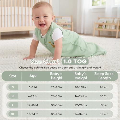 Image of Yoofoss Baby Sleep Sack 0-6 Months TOG 1.0 Baby Wearable Blanket, 2 Pack 100% Organic Cotton Infant Toddler Sleeping Sack 2-Way Zipper Lightweight Sleep Sack