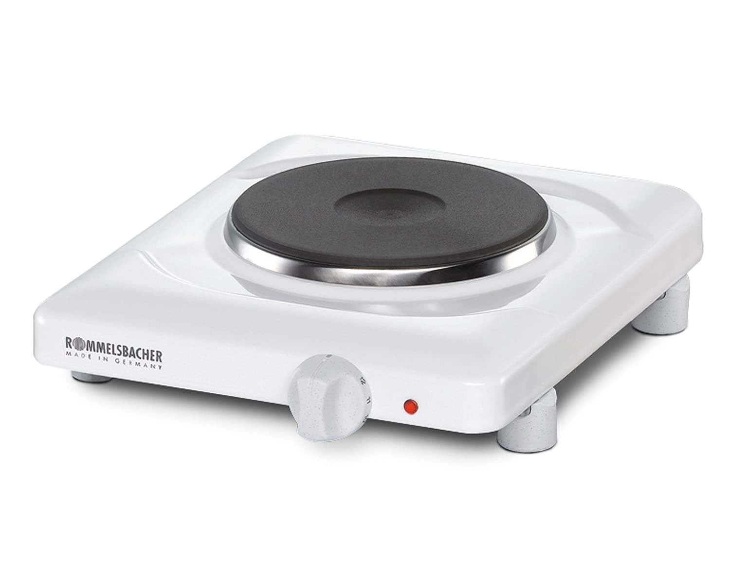 ROMMELSBACHER THL 1097 żeliwna płyta kuchenna 145 mm, emaliowana na gorąco, bezstopniowa regulacja, ochrona przed przegrzaniem, 1000 W, biała