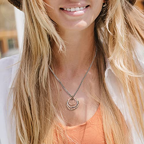 SPUNKYsoul Boho 3 Circle Pendant Handmade Earth Ocean Necklace Jewelry for Women Gold Silver Copper Rose Gold Multi-Metal2