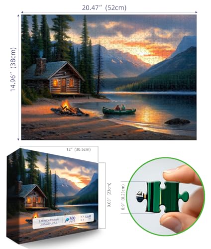 Blueforest 500-Piece Mountain Lake Cabin Jigsaw Puzzle