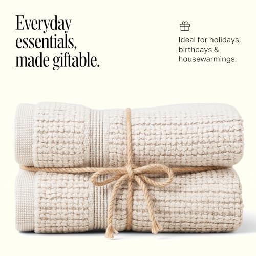 Image of Preston Lane Douro Washcloth Set - 2 Pack Luxury Cotton Towels, Ultra Soft & Absorbent, Quick-Dry Spa-Quality Bathroom Towels, Made in Portugal, Clay 12 x 12