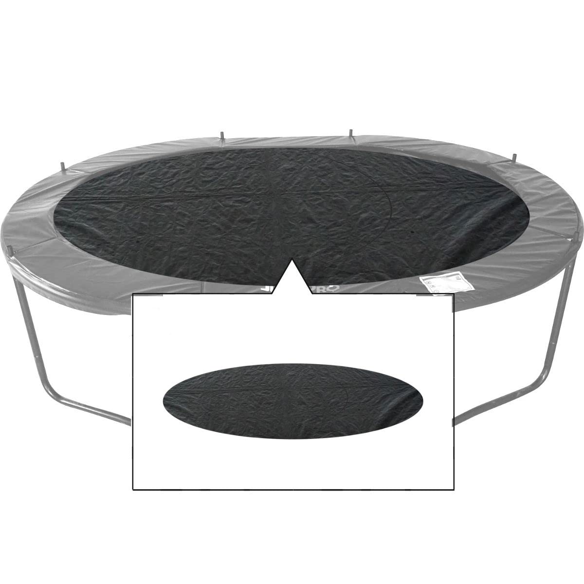 Jump PRO weatherproof trampoline cover. Fits with enclosure poles up. UV-resistant protects from rain & debris! Fits Zero Gravity & Sportspower Trampolines