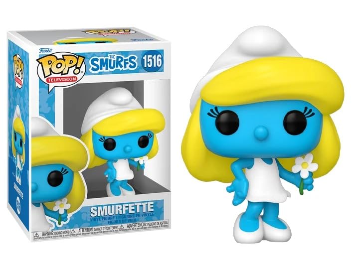 Funko Pop Smurfette + Protector: The Smurfs Pop! TV Animation Vinyl Figure (Collector Gift Set Bundled with ToyBop Brand Box Protector Case) (Smurfette White Dress with Flower)