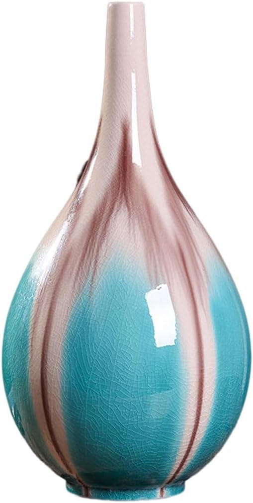 Vase Desktop Ceramic Decorative Living Room Crafts Ornaments Dried Flowers Flower Arrangement(F-w18 X H36cm)