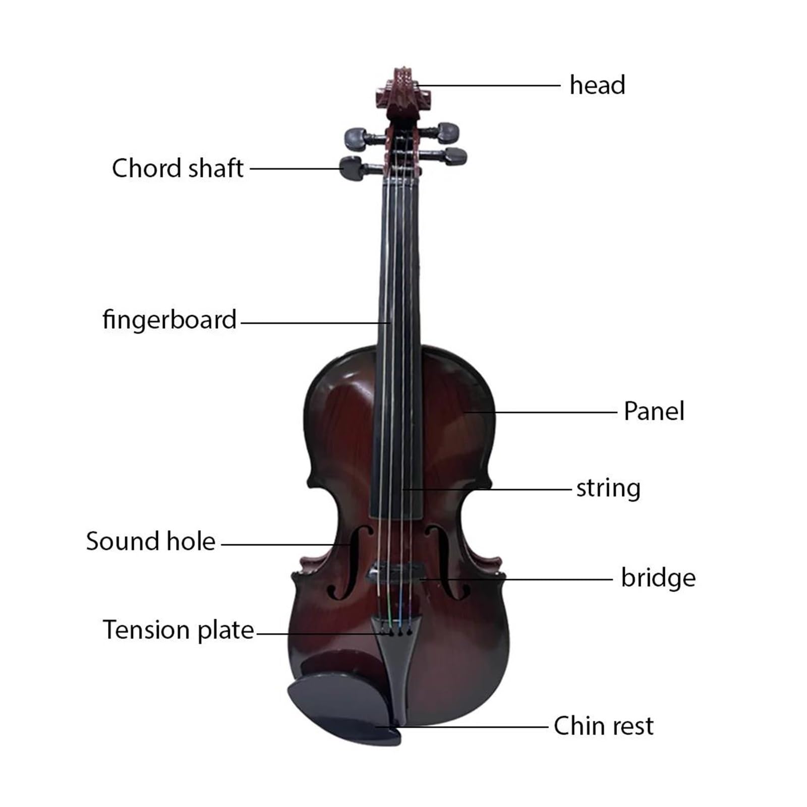 Violini Violino per esercitazioni musicali Violino per principianti Kit per violino Strumento musicale Strumento a corde regolabili(Red)