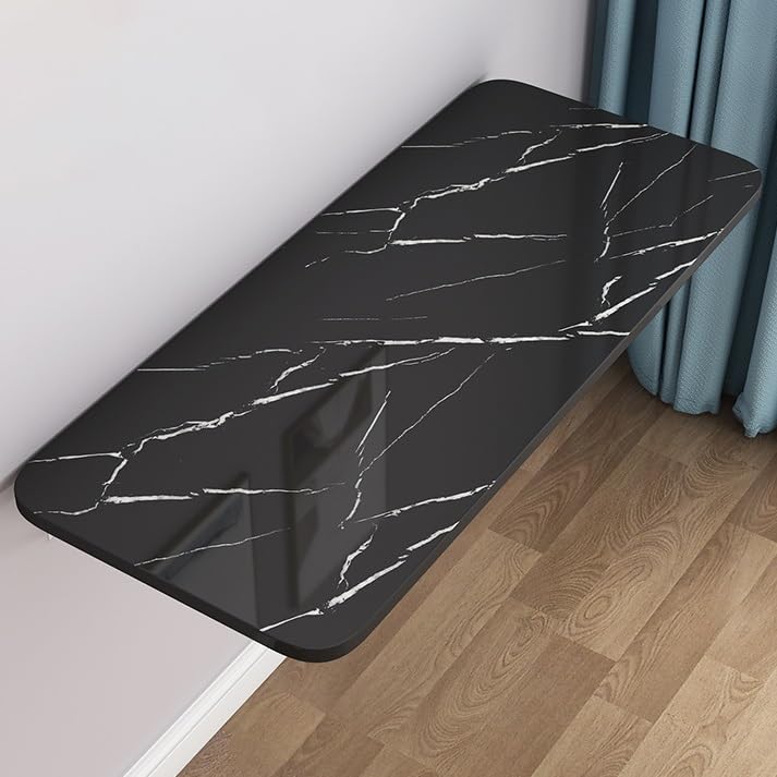 Slish Black Stone H Table de salle à manger pliante compacte 100 x 50 cm et bureau d'ordinateur 60 x 40 cm – Pour la maison et le bureau – Polyvalente et...