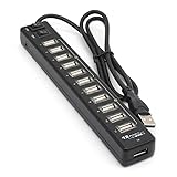hub usb 12 porte 1. Port USB en amont ; 13 ports en aval ; port CC femelle disponible