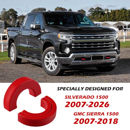 Image of Tow Hook Covers Fit for Chevy Silverado 1500 2007-2026 /GMC Sierra 1500 2007-2018, Customized Car Tow Hooks Compatible with Chevrolet Silverado 1500 Accessories 2007-2026 (Red)