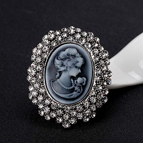 Image of lureme Vintage Elegant Victorian Lady Beauty Cameo with Crystal Brooch Pin (br000017)
