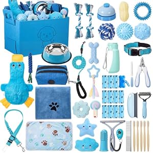 Leitee 50 Pcs Blue Puppy Starter Supplies Kit Small Dog Training Kit