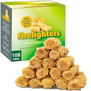 Fire Starter, 108 Count Natural Fire Starters for Fireplace, Charcoal Starter, Fire Starters for Grill, Campfires, Fireplace, BBQ, Firestarters for Indoor Outdoor Fire Pit, Wood Fireplace Starters